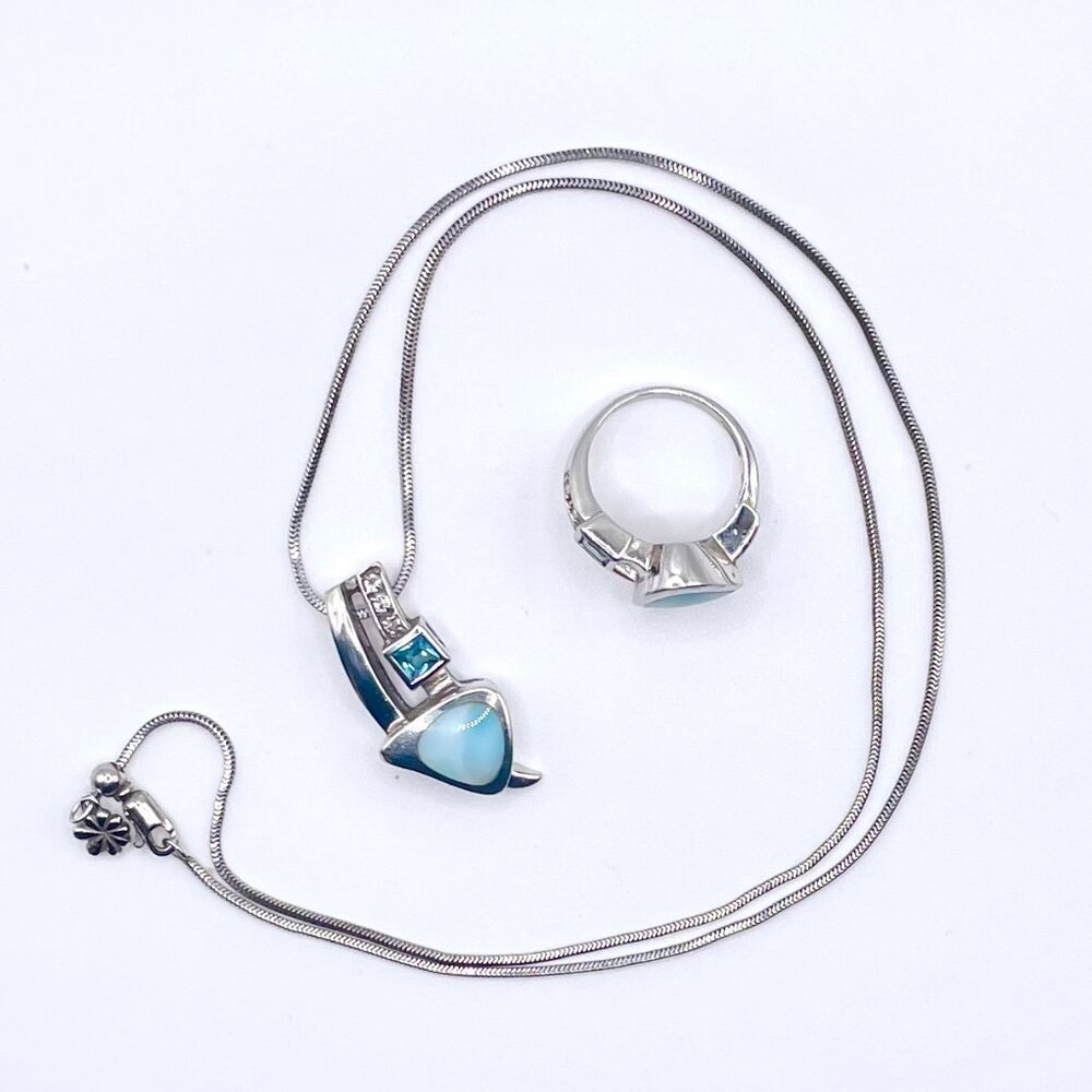 MARAHLAGO CURVA LARIMAR NECKLACE & RING SET